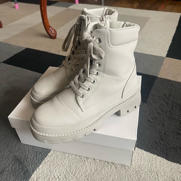 Creame Combat Boots from Just Fab; Only worn twice. - Picture 5 of 5